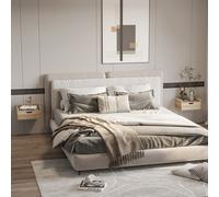 Lot De 2 Chevets Tables De Nuit Murales - Tiroir Coulissant, Plateau - Dim. 40l X 30l X 19h Cm - Panneaux Aspect Chêne Clair