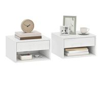HOMCOM Lot de 2 Tables de Chevet Murales Tiroir Chambre Blanc