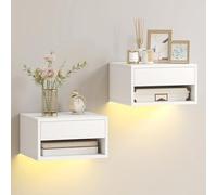 HOMCOM Lot de 2 Tables de Chevet Suspendues Éclairage LED RGB Blanc