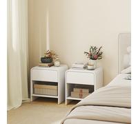 HOMCOM Lot de 2 tables de chevet, table d'appoint moderne avec compartiment ouvert et tiroir, 40 x 35 x 45 cm, blanc