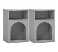HOMCOM Lot de 2 tables de chevet, table de nuit avec compartiments ouverts, design arqué, 40 x 30 x 60 cm, gris