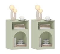 HOMCOM Lot de 2 Tables de Chevet, Table de Nuit avec Compartiments Ouverts, Design arqué, Chevet de lit pour Chambre à Coucher, Salon, 40 x 30 x 60 cm, Vert Clair