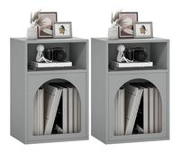 HOMCOM Lot de 2 Tables de Chevet, Table de Nuit avec Compartiments Ouverts, Design arqué, Chevet de lit pour Chambre à Coucher, Salon, 40 x 30 x 60 cm, Gris