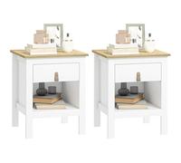 HOMCOM Lot de 2 Tables de Chevet Table de Nuit avec tiroir et Compartiment Ouvert, Style Moderne pour Chambre à Coucher, Salon, 45 x 40 x 55 cm, Blanc