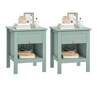 HOMCOM Lot de 2 Tables de Chevet Table de Nuit avec tiroir et Compartiment Ouvert, Style Moderne pour Chambre à Coucher, Salon, 45 x 40 x 55 cm, Vert