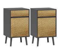 HOMCOM Lot de 2 Tables de Chevet Table de Nuit avec tiroirs et Placard, Style Moderne pour Chambre à Coucher, Salon, 40 x 39 x 69 cm, Gris foncé