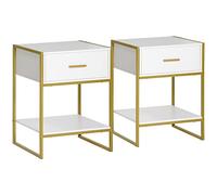 HOMCOM Lot de 2 Tables de Nuit avec tiroir et étagère Blanc