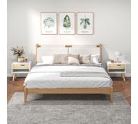 HOMCOM Lot de 2 Tables de Nuit tiroir Niche Design Moderne Panneau de Particules Classe E1 Pieds en Bois Massif 50 x 39 x 51 cm