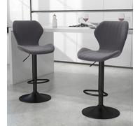 HOMCOM Lot de 2 Tabouret de Bar Design Contemporain Hauteur d'assise réglable 60-82 cm pivotant 360° Repose-Pied Velours Gris