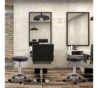 HOMCOM Lot de 2 Tabourets à roulettes réglables en hauteur et pivotants, tabouret de travail avec roues pour salon, bureau, simili cuir, Ø35,5 x 63 cm, Noir