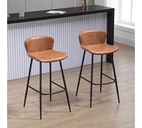 HOMCOM - Lot de 2 tabourets de bar - Similicuir - 45x49x94.6cm - Marron