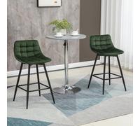 HOMCOM Lot de 2 Tabourets de Bar avec Dossier et Repose-Pieds Style Nordique en Métal et Velours, Vert, 45x47x84 cm