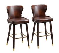 HOMCOM Lot de 2 tabourets de Bar avec Repose-Pieds, Chaise de Bar avec Dossier, Tabouret de bistrot, Chaise de Salle à Manger, Tabouret de comptoir, Similicuir, Marron, 52 x 53 x 101 cm