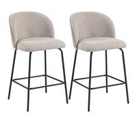 HOMCOM Lot de 2 tabourets de bar avec repose-pieds, dossier, aspect lin, hauteur d'assise 68 cm, chaises de cuisine avec structure en acier, fauteuil lounge pour cuisine, salon, salle à manger, gris