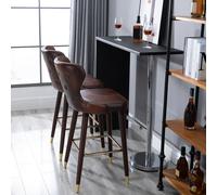 HOMCOM Lot de 2 tabourets de bar avec repose-pieds, tabouret de bar avec dossier, tabouret de bistro, chaise de salle à manger, tabouret de comptoir, cuir synthétique, marron, 52 x 53 x 101 cm