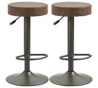 HOMCOM Lot de 2 tabourets de Bar avec Repose-Pieds, tabourets de Cuisine pivotants à Hauteur réglable, 35x36x64-85cm, Marron