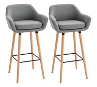 HOMCOM Lot de 2 Tabourets de Bar Chaise de Bar Accoudoirs Gris Chiné