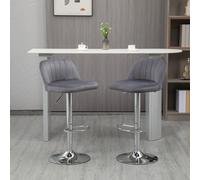 HOMCOM Lot de 2 tabourets de bar chaise de bar design contemporain avec repose-pieds hauteur réglable et pivotant gris