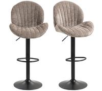 HOMCOM Lot de 2 tabourets de Bar, chaises de Bar pivotantes, Forme de Coquillage, Chaise Haute Cuisine avec Dossier, Hauteur réglable et Repose-Pieds, Cadre en Acier, Marron