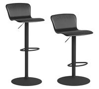 HOMCOM Lot de 2 tabourets de Bar, chaises de Bar réglable en Hauteur avec Assise pivotant en Plastique, Dossier incurvé et Repose-Pieds, Chaise Haute Cuisine, Salle à Manger, comptoir, Noir