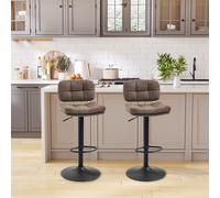 HOMCOM Lot de 2 tabourets de bar chaises hautes en revêtement synthétique PU hauteur réglables repose-pieds base en métal Noir