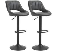 HOMCOM Lot de 2 tabourets de Bar Design Contemporain avec Repose-Pieds Hauteur réglable et pivotant - revêtement synthétique - Pied métal Noir