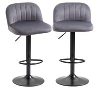 HOMCOM Lot de 2 tabourets de bar design contemporain avec repose-pieds hauteur réglable et pivotant gris