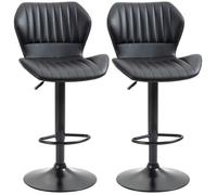 HOMCOM Lot de 2 tabourets de bar design contemporain hauteur réglable et pivotant - revêtement synthétique - pied métal noir