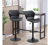 HOMCOM Lot de 2 tabourets de bar design contemporain hauteur réglable et pivotant - revêtement synthétique - pied métal noir
