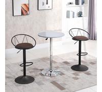 HOMCOM Lot de 2 tabourets de Bar Design néo-rétro réglable pivotant avec Repose-Pied métal Noir Lin Marron | Aosom France