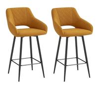 HOMCOM Lot de 2 tabourets de Bar en Tissu au Toucher Velours avec Pieds en Acier pour Salle à Manger, Cuisine, Marron