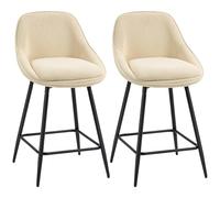 HOMCOM Lot de 2 Tabourets de Bar en Tissu Velours Côtelé Beige