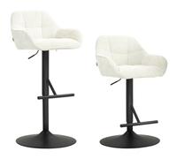 HOMCOM Lot de 2 Tabourets de Bar Hauteur Réglable Crème | Chaises de Bar, Assise Pivotante, avec Dossier et Repose-Pieds, Tissu Effet Lin, Base en Acier, pour Cuisine, Salle à Manger