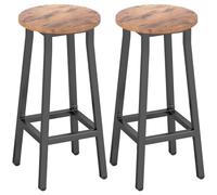 HOMCOM Lot de 2 tabourets de bar industriels avec repose-pieds ronds pour cuisine, salle à manger, salon, marron
