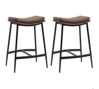 HOMCOM - Lot de 2 tabourets de bar - Microfibre (100% polyester) - 48.5x38.5x68.5cm - Marron
