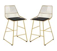 HOMCOM Lot de 2 tabourets de Bar Modernes en Fil métallique pour Cuisine, comptoir de Bar, doré