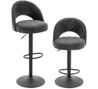 HOMCOM Lot de 2 tabourets de bar pivotants avec dossier, repose-pieds, gris foncé
