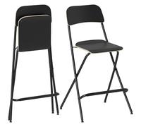 HOMCOM Lot de 2 tabourets de bar pliants avec dossier, cadre en acier et repose-pieds - Hauteur : 96 cm - Pour cuisine, salle à manger - Noir