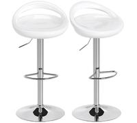 HOMCOM Lot de 2 Tabourets de Bar Réglable en Hauteur 46x41x76-96cm Blanc