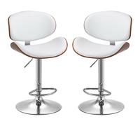 HOMCOM Lot de 2 tabourets de bar réglable Tabouret de bar blanc revêtement synthétique 53x52x92-112 cm Aosom France