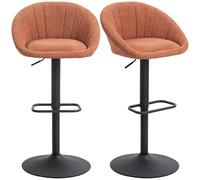 HOMCOM Lot de 2 tabourets de bar rembourrés pivotants, chaises de bar réglables en hauteur, avec dossier et repose-pieds pour cuisine, comptoir, salle à manger, orange