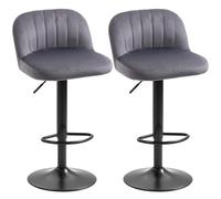 HOMCOM Lot de 2 Tabourets de Bar Repose-Pieds Hauteur Réglable Gris Noir