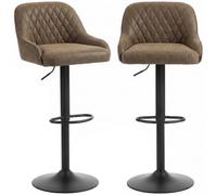 HOMCOM Lot de 2 Tabourets de Bar Siège Pivotant Dossier PU Marron Foncé