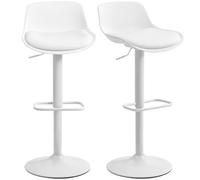 HOMCOM Lot de 2 Tabourets de Bar Siège Pivotant Hauteur Réglable Blanc