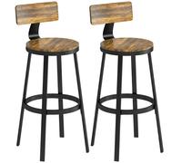HOMCOM Lot de 2 tabourets de bar style rustique avec repose-pieds, en bois et métal, 37x47x96 cm, Marron