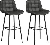 HOMCOM Lot de 2 tabourets de bar, tabouret de bistrot avec repose-pieds, chaise de bar pivotante, chaise de cuisine avec dossier pour salon, salle à manger, gris foncé, 48,5 x 48 x 98 cm