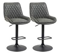 HOMCOM Lot de 2 tabourets de bar, tabouret de cuisine avec dossier, chaise de bar réglable en hauteur, chaise de comptoir avec repose-pieds, chaise de cuisine pour salle à manger, cuisine, similicuir,