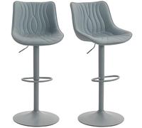 HOMCOM Lot de 2 tabourets de Bar Tabourets de Cuisine Hauts et pivotants avec Dossier réglable en Hauteur 92-110 cm Siège en Cuir synthétique Structure en Acier et Repose-Pieds pour Salle à Manger