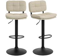HOMCOM Lot de 2 Tabourets de Bar Vintage Pivotant Crème Effet Vieilli | Capitonné, Réglable, Repose-Pied, Revêtement Synthétique