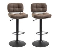 HomCom Tabourets de bar Lot de 2 Vintage capitonné pivotant réglable Marron effet vieilli